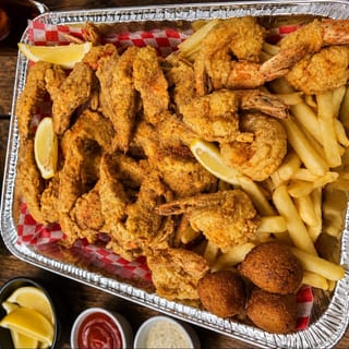 Fried Blue Crab Large  (3 Pc) + 1/2 Lb Shrimp + Fries