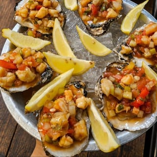 Famous Ceviche Oyster / Ostiones Con Ceviche(6Pc)