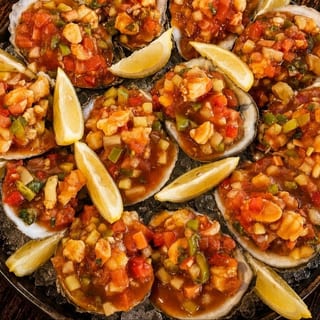 Famous Ceviche Oyster / Ostiones Con Ceviche(12 Pc)