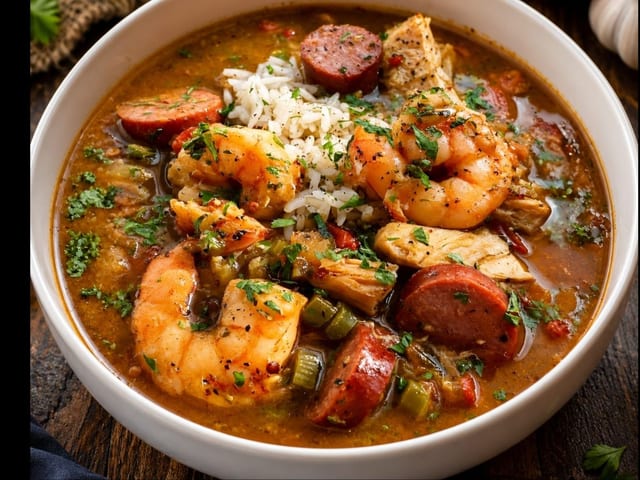 Seafood Gumbo Soup.