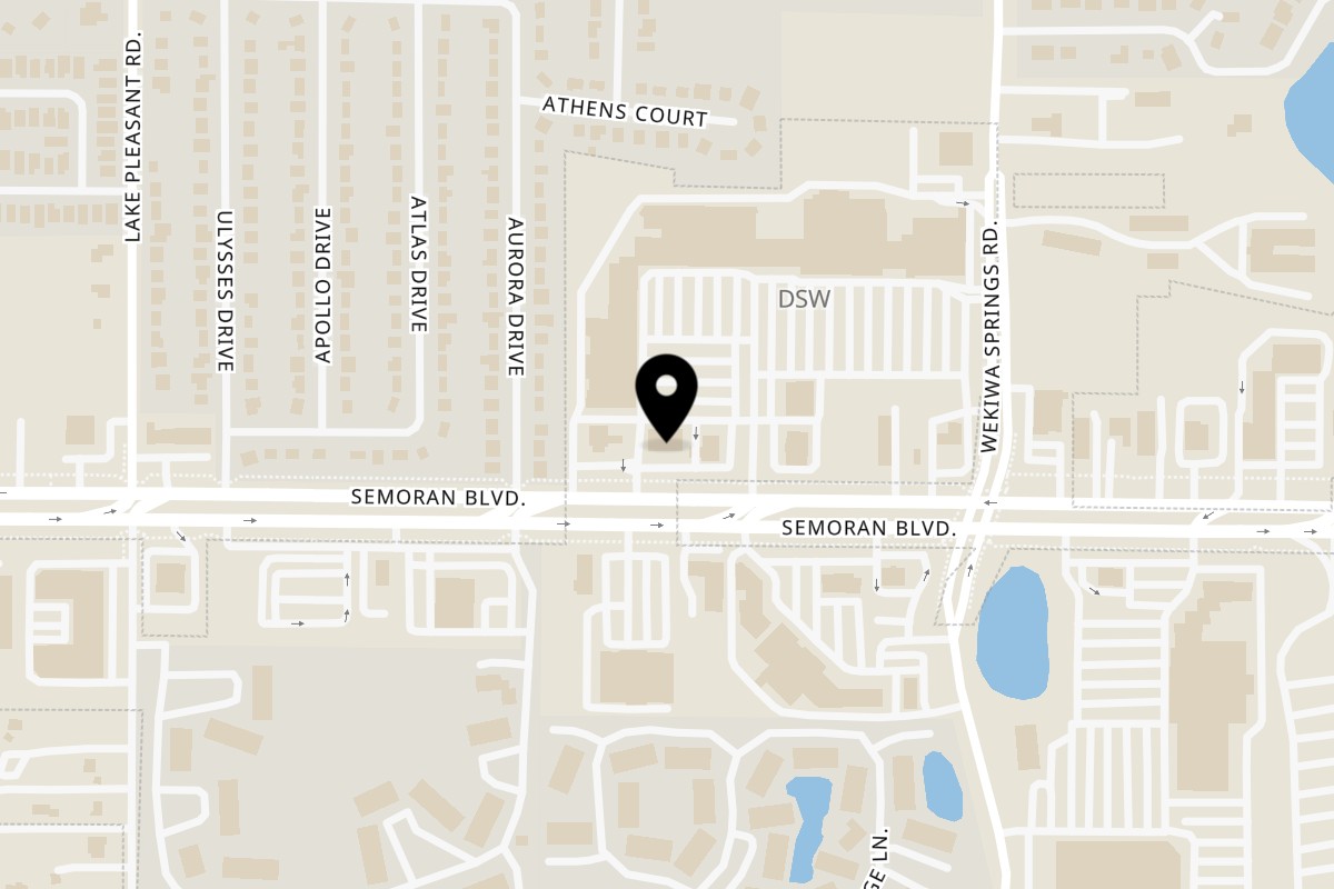 Map showing the location of Captain Jack's Crab House on 2107 E Semoran Blvd Ste E in Apopka